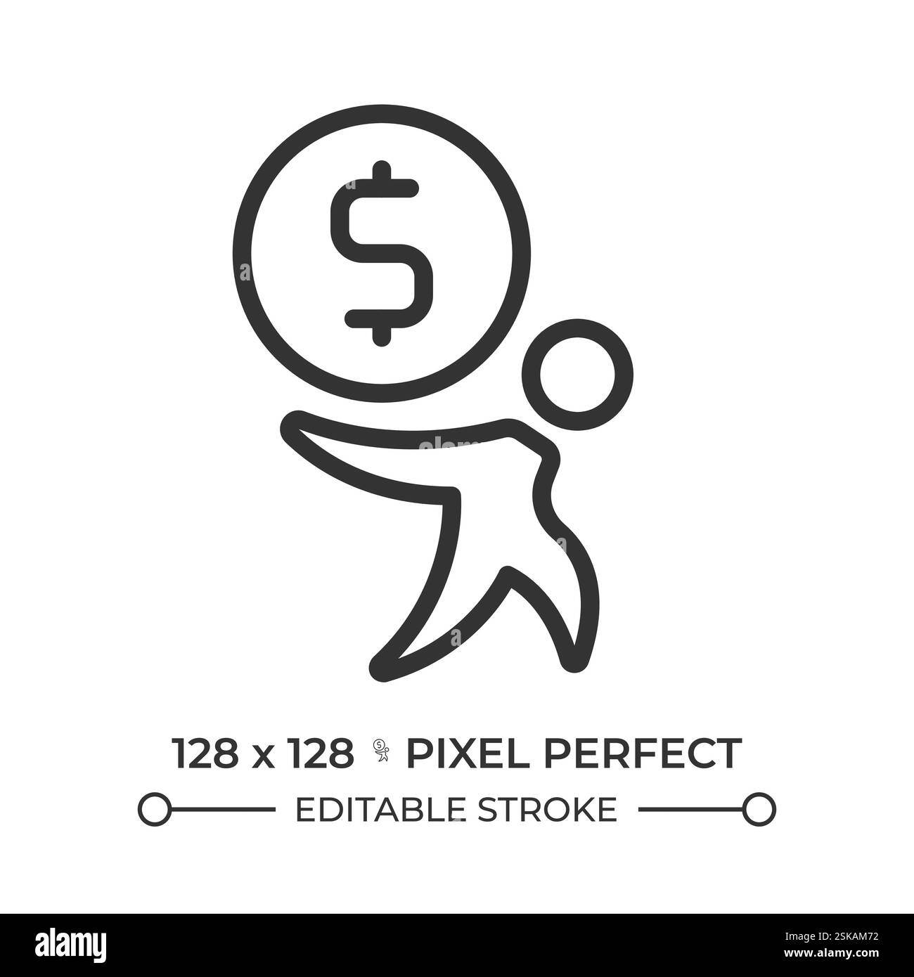 Paiement de la dette pixel parfait icône linéaire Illustration de Vecteur