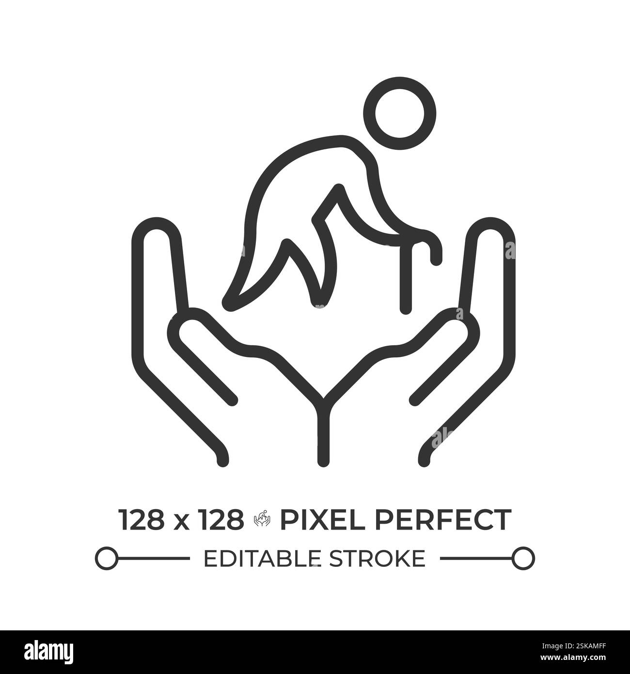 Icône linéaire pixel parfait pour soins aux aînés Illustration de Vecteur