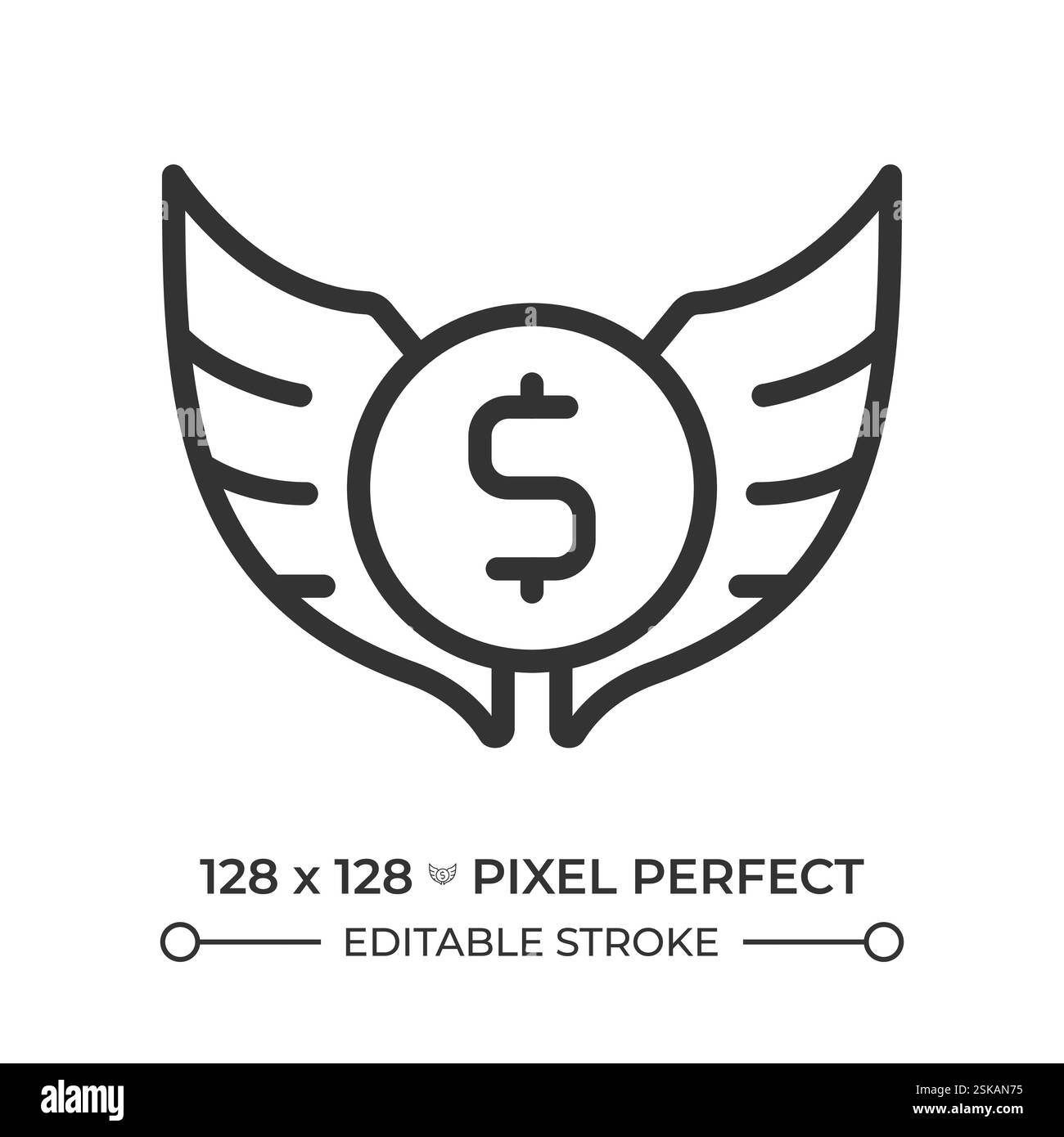 Icône linéaire pixel Perfect de liberté financière Illustration de Vecteur