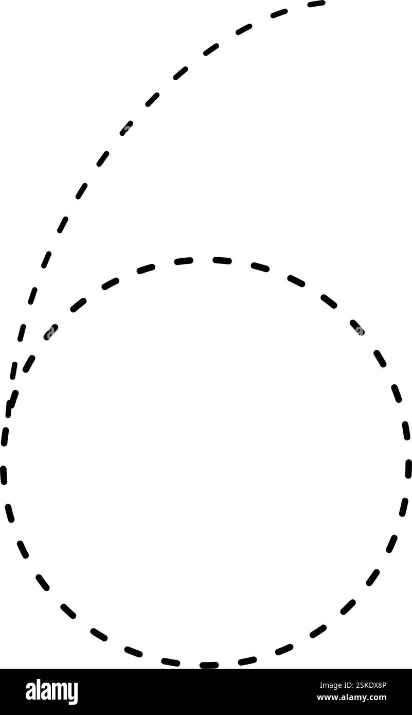 Numéro de traçage 6 préécriture ligne pointillée élément de feuille de calcul mathématique pour les enfants de maternelle et d'âge préscolaire pour l'activité de pratique de l'écriture manuscrite Illustration de Vecteur