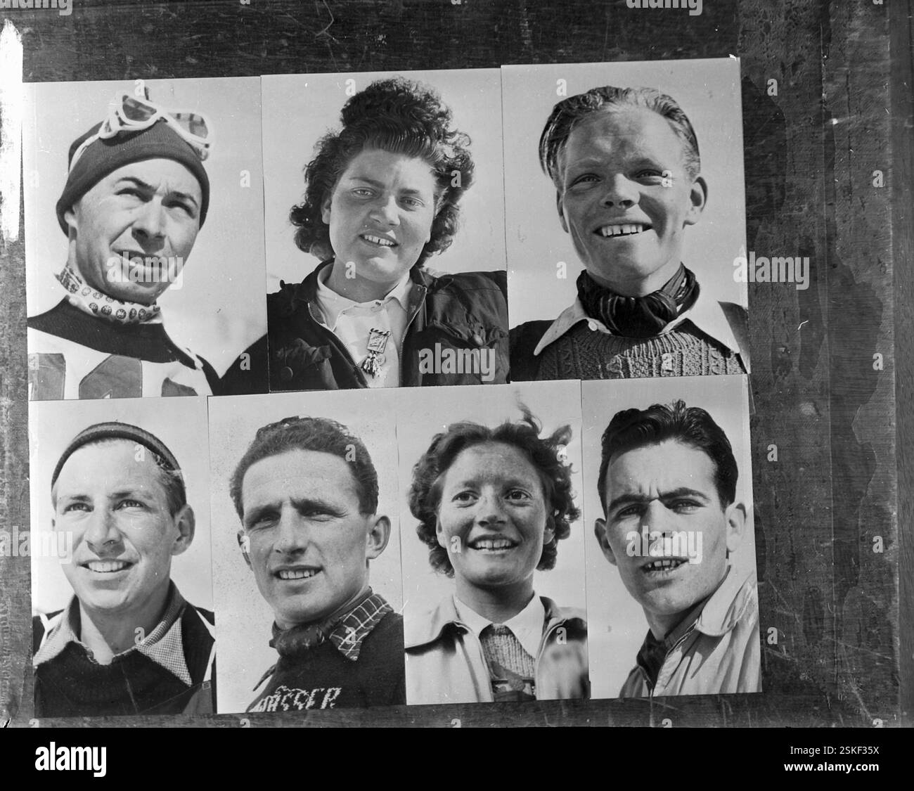 Oben von links nach rechts, unten von links nach rechts#haut de gauche à droite, bas de gauche à droite-- Porträts der Schweizer Meister, Davos 1946#Combo Portraits des champions suisses, Davos 1946- RDB PAR DUKAS Banque D'Images