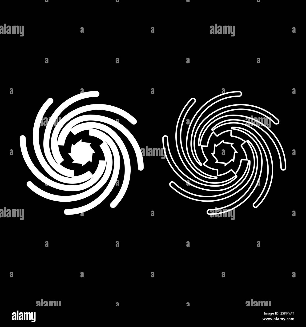 Spirale dorée ensemble de symboles de géométrie sacrée icône blanc illustration vectorielle image simple plein remplissage ligne de contour mince style plat Illustration de Vecteur