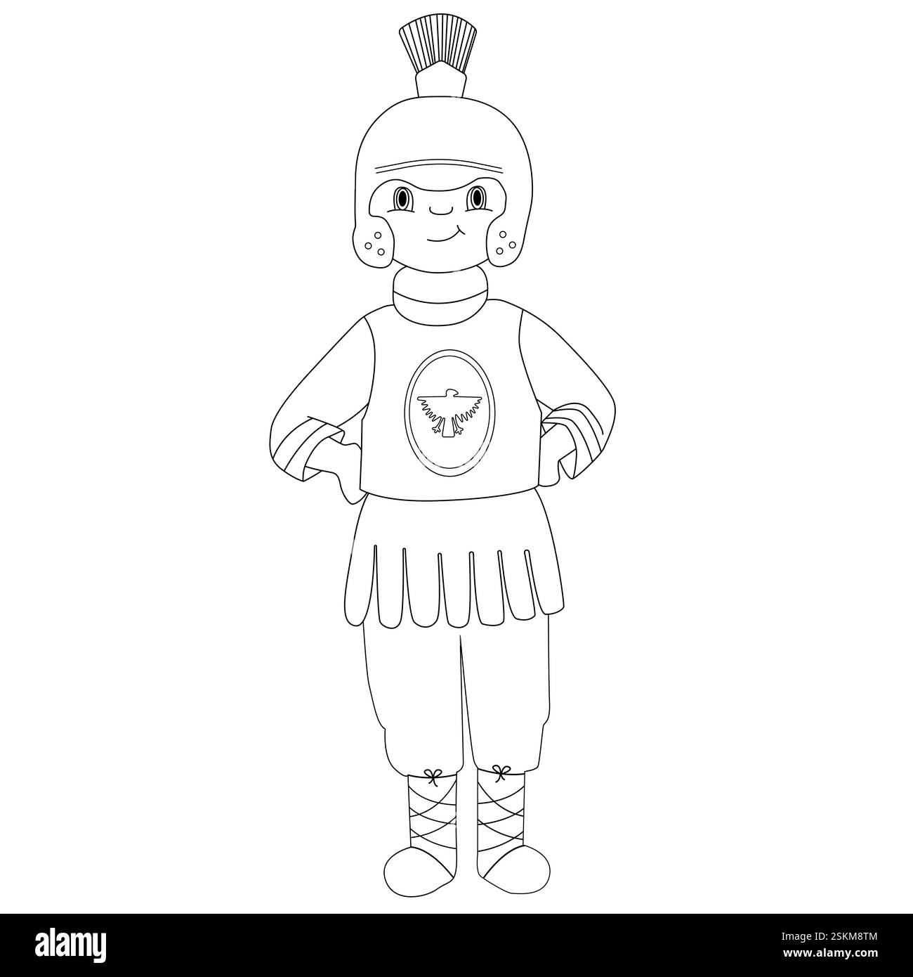 Le garçon habillé en soldat romain. Pâques en Espagne. Illustration de contour. Illustration de Vecteur