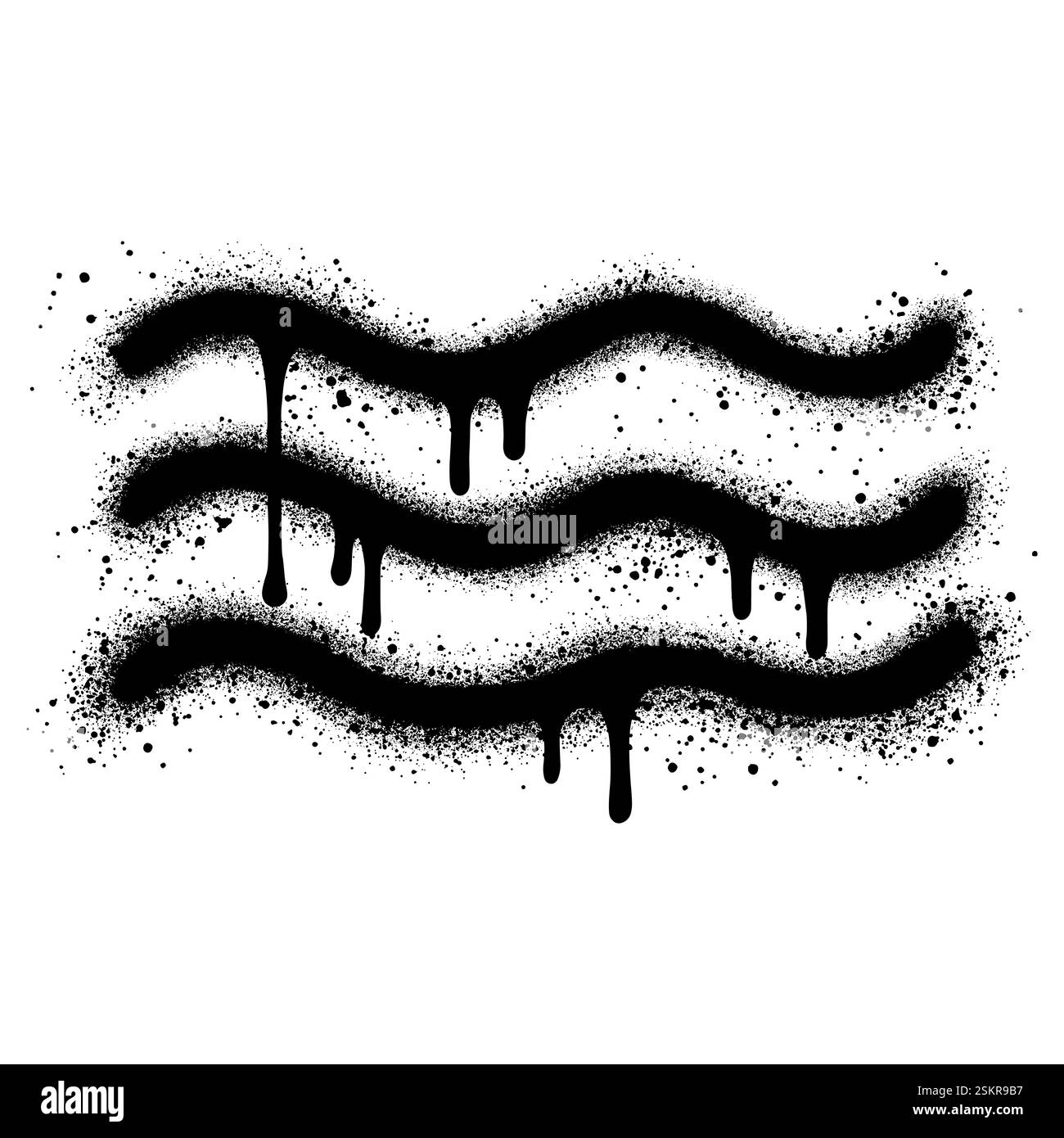 Icône de vague d'eau Graffiti peint pulvérisé isolé avec un fond blanc. Illustration de Vecteur