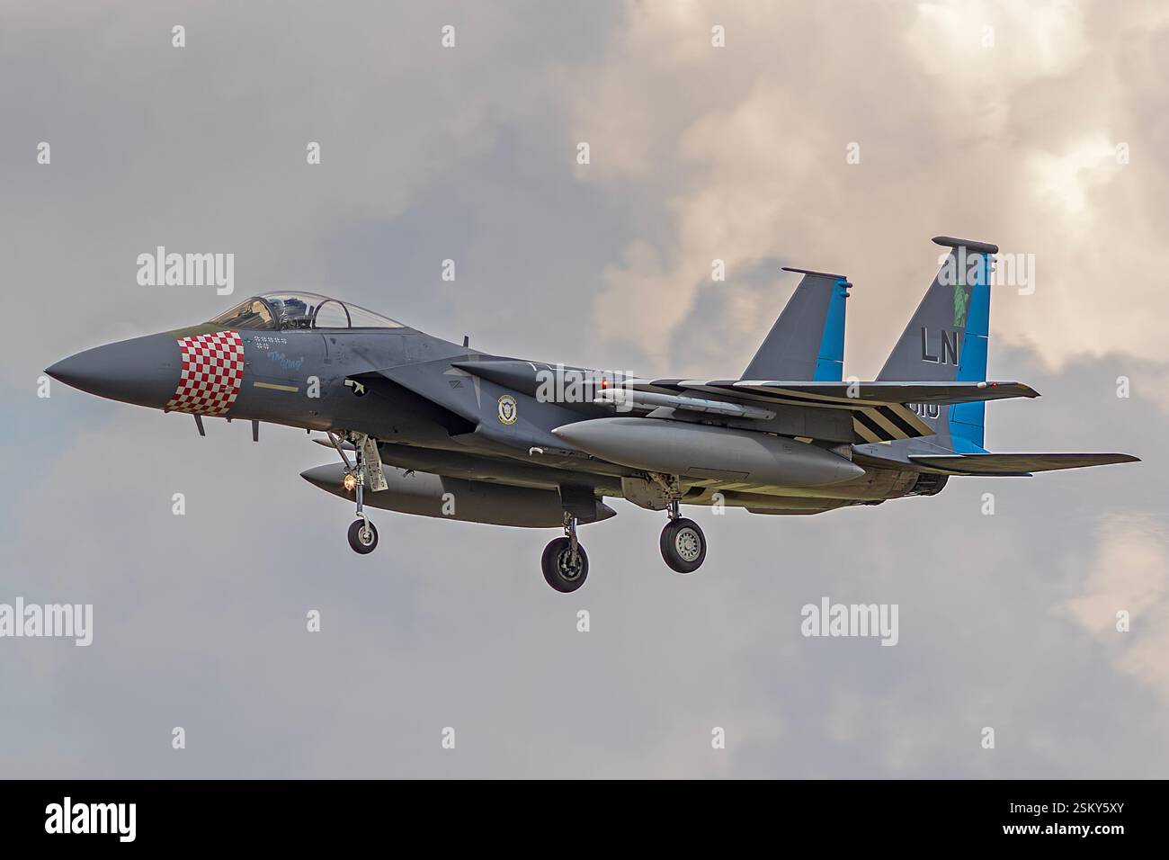 United States Airforce McDonnell Douglas F-15C Eagle Heritage 494th 'Black Panthers' affecté à la 48th Fighter Wing, RAF Lakenheath, Suffolk, Royaume-Uni Banque D'Images