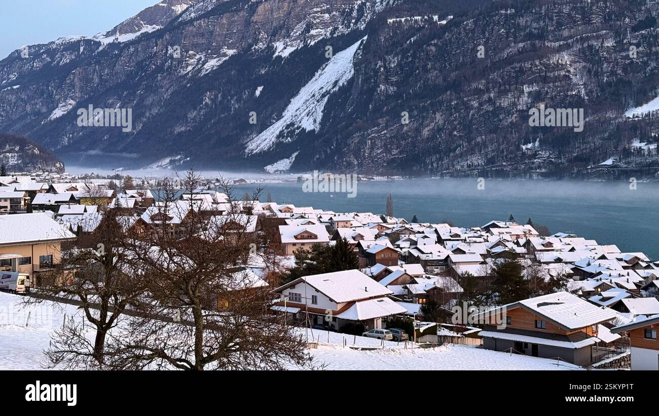 Brienz au lac de Brienz en hiver - Image de stock capturée avec un smartphone