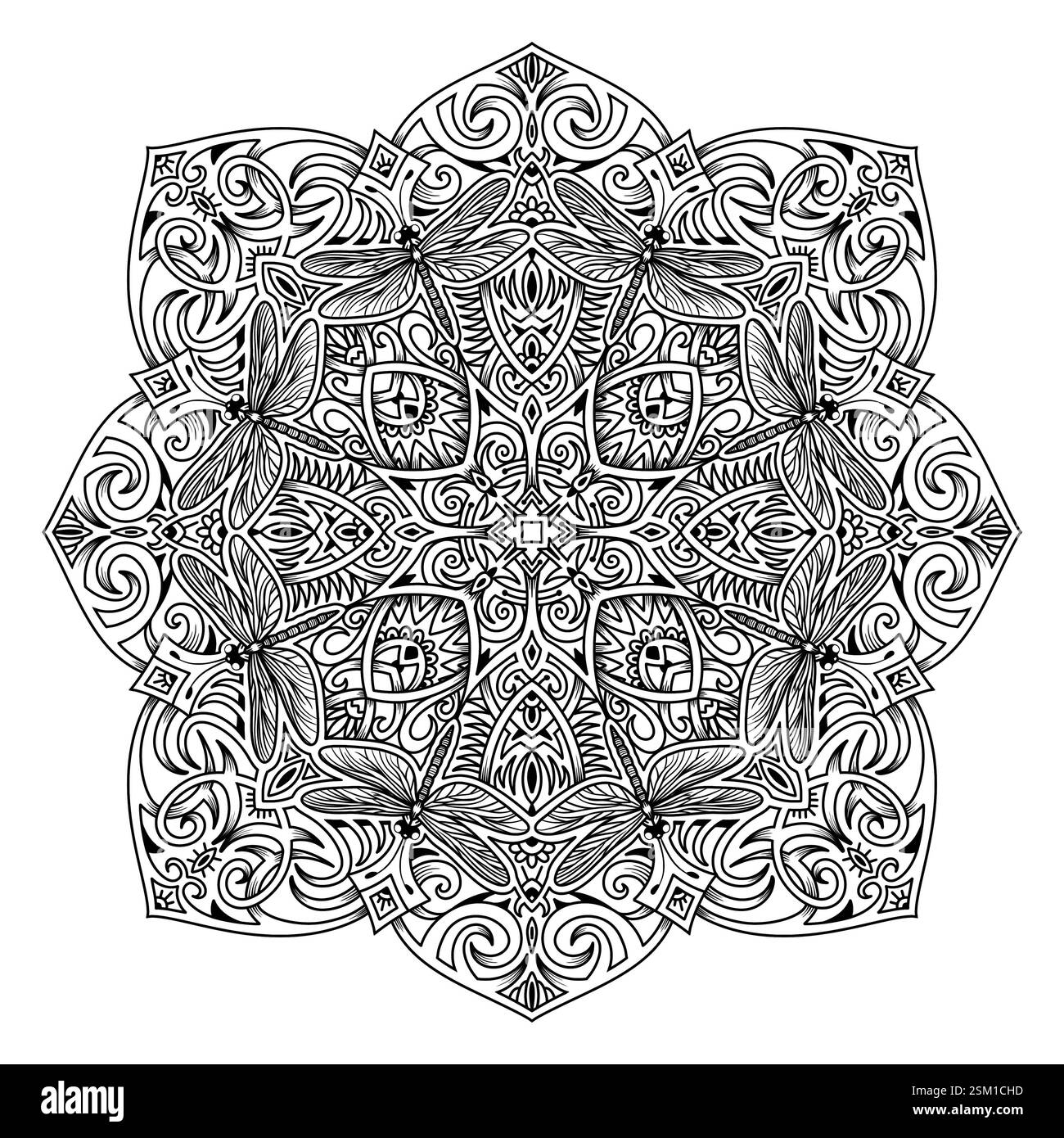 Illustration symétrique abstraite Dragonfly. Elément décoratif dessiné à la main. Mandala noir pour livre de coloriage, tatouage, henné, motif de conception de t-shirt. RÉF Banque D'Images Illustration symétrique abstraite Dragonfly. Elément décoratif dessiné à la main. Mandala noir pour livre de coloriage, tatouage, henné, motif de conception de t-shirt. RÉF Banque D'Images