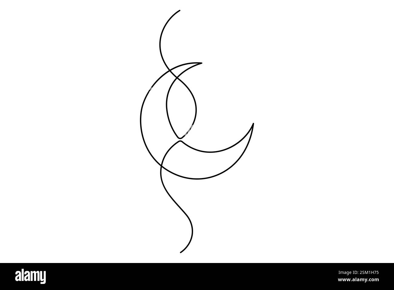 Dessin d'une seule ligne continue lune en croissant d'illustration vectorielle de contour isolé Illustration de Vecteur