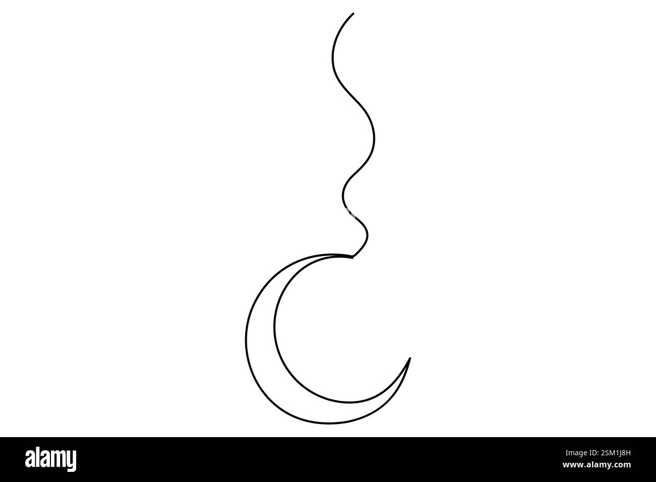 Dessin d'une seule ligne continue lune en croissant d'illustration vectorielle de contour isolé Illustration de Vecteur