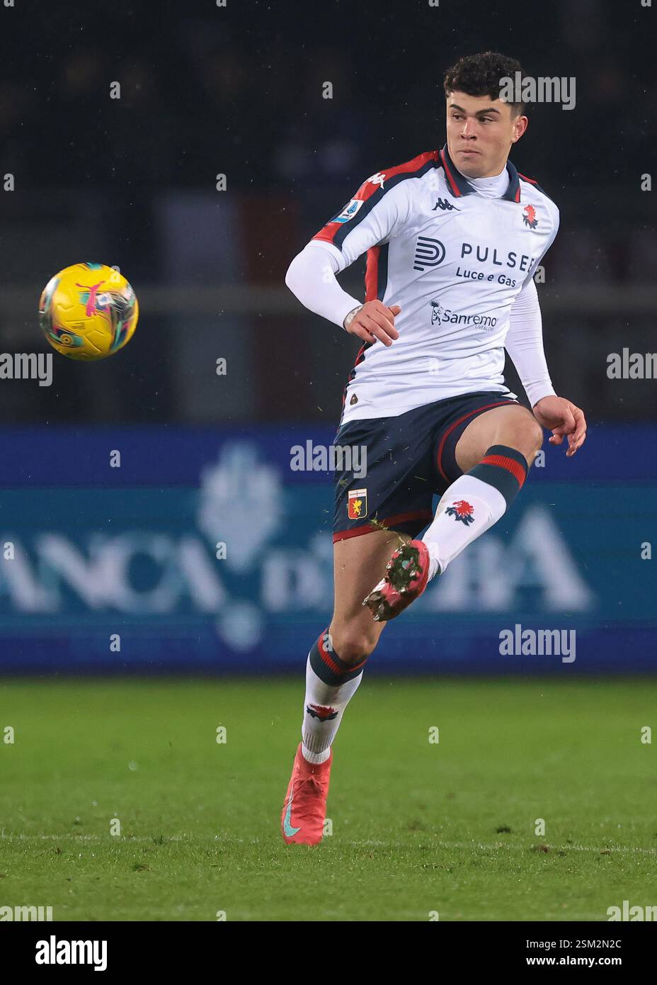 Turin, Italie. 8 février 2025. Alan Matturro du CFC de Gênes lors du match de Serie A au Stadio Grande Torino, Turin. Le crédit photo devrait se lire : Jonathan Moscrop/Sportimage crédit : Sportimage Ltd/Alamy Live News Banque D'Images