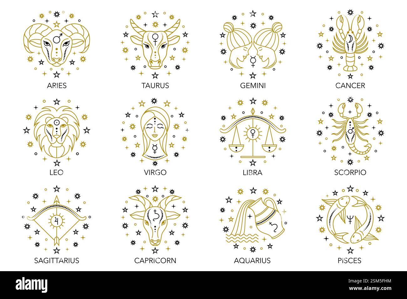 Collection de signes du zodiaque Illustration de Vecteur
