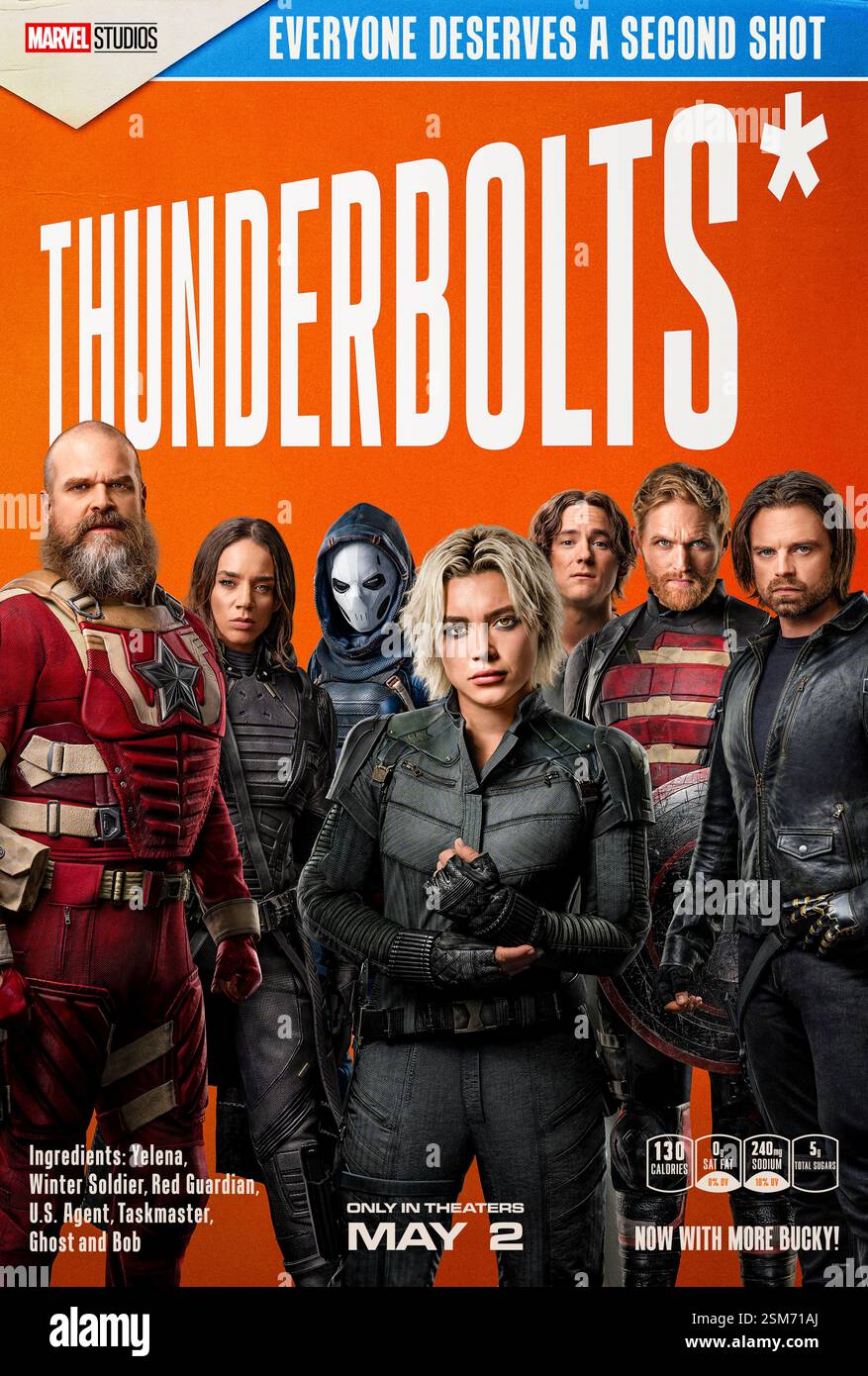 Thunderbolt* (2025) réalisé par Jake Schreier et mettant en vedette Florence Pugh, Sebastian Stan et David Harbour. Un groupe de super-vilains est recruté pour des missions gouvernementales. Affiche US Advance ***USAGE ÉDITORIAL SEULEMENT***. Crédit : BFA / Walt Disney Studios Banque D'Images