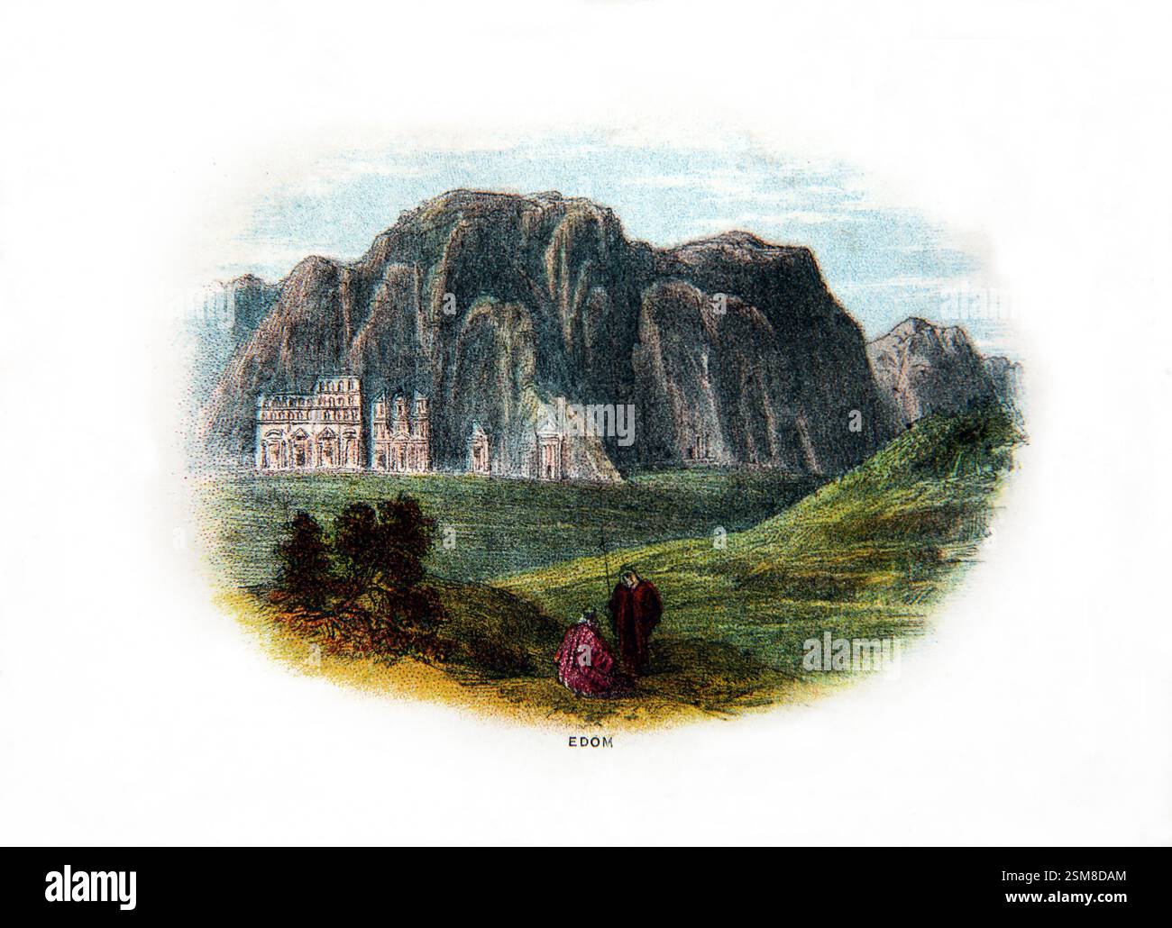 Illustration de la Vallée d'Édom (ancien Testament) de l'ancienne Bible Sainte du XIXe siècle Banque D'Images