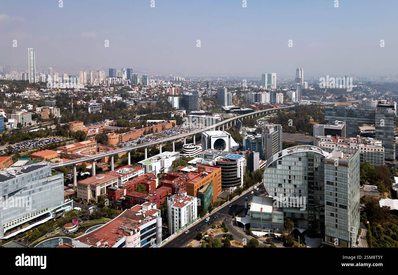 Vue aérienne du district de Santa Fe de Mexico, Mexique Banque D'Images