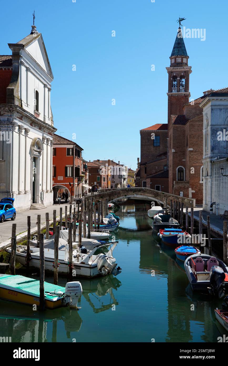 Canal Vena, ville portuaire, lagune de Venise, Chioggia, Italie Banque D'Images