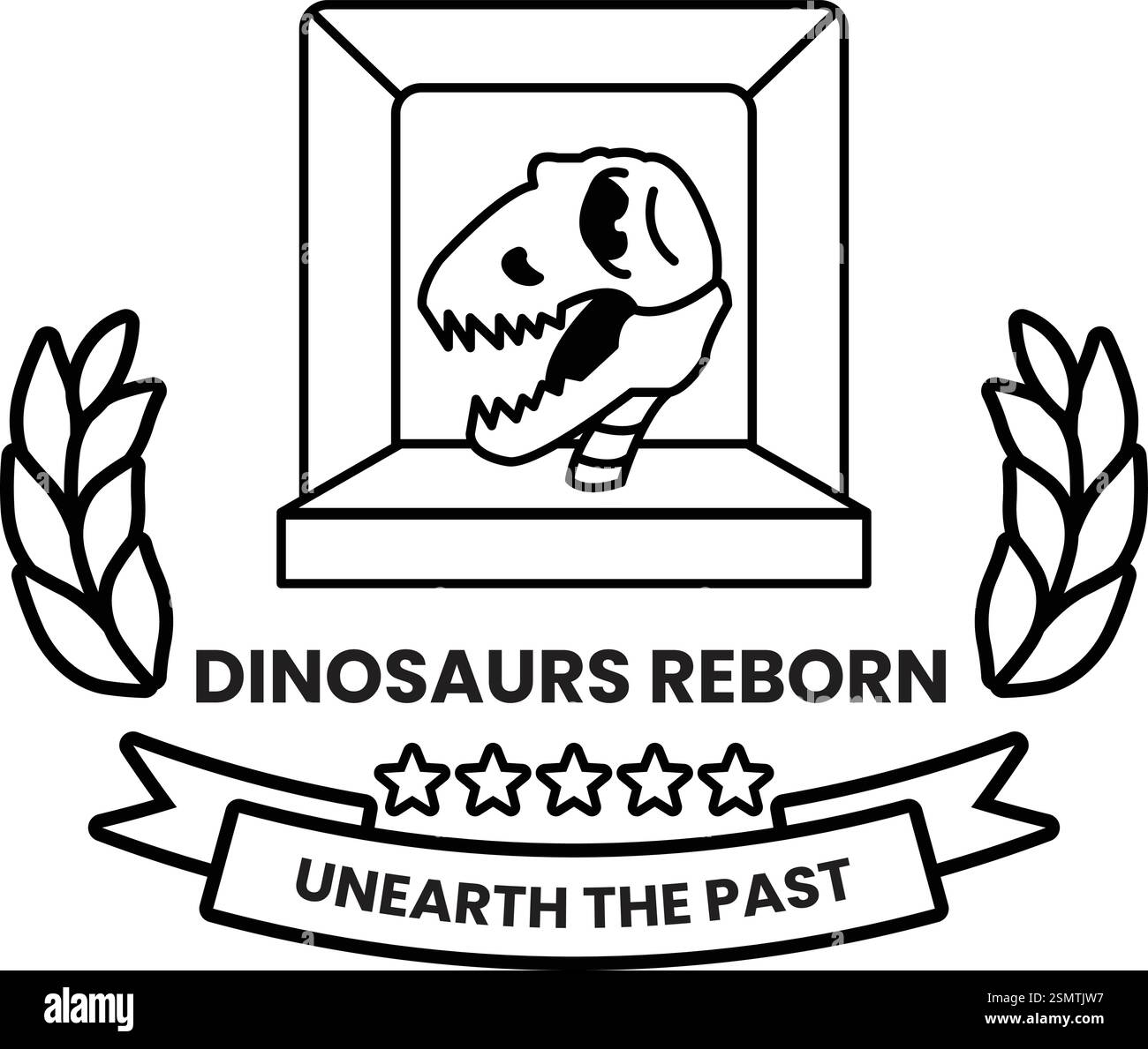 Dinosaure Reborn pour une entreprise spécialisée dans les fossiles de dinosaures dans le style des illustrations de signe dans le style des illustrations de signe Illustration de Vecteur