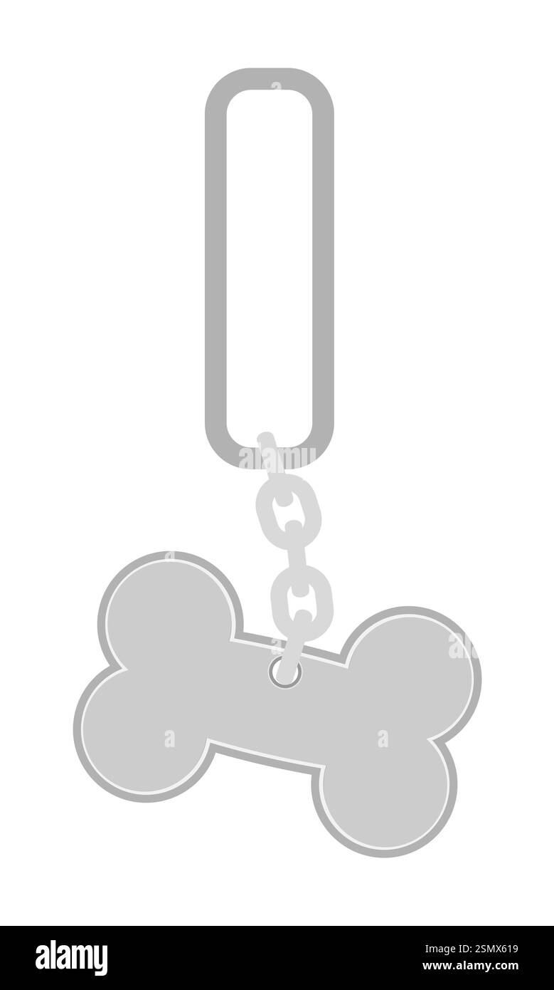 médaillon de collier de chien de style plat pour ne pas se perdre illustration vectorielle isolée sur fond blanc Banque D'Images