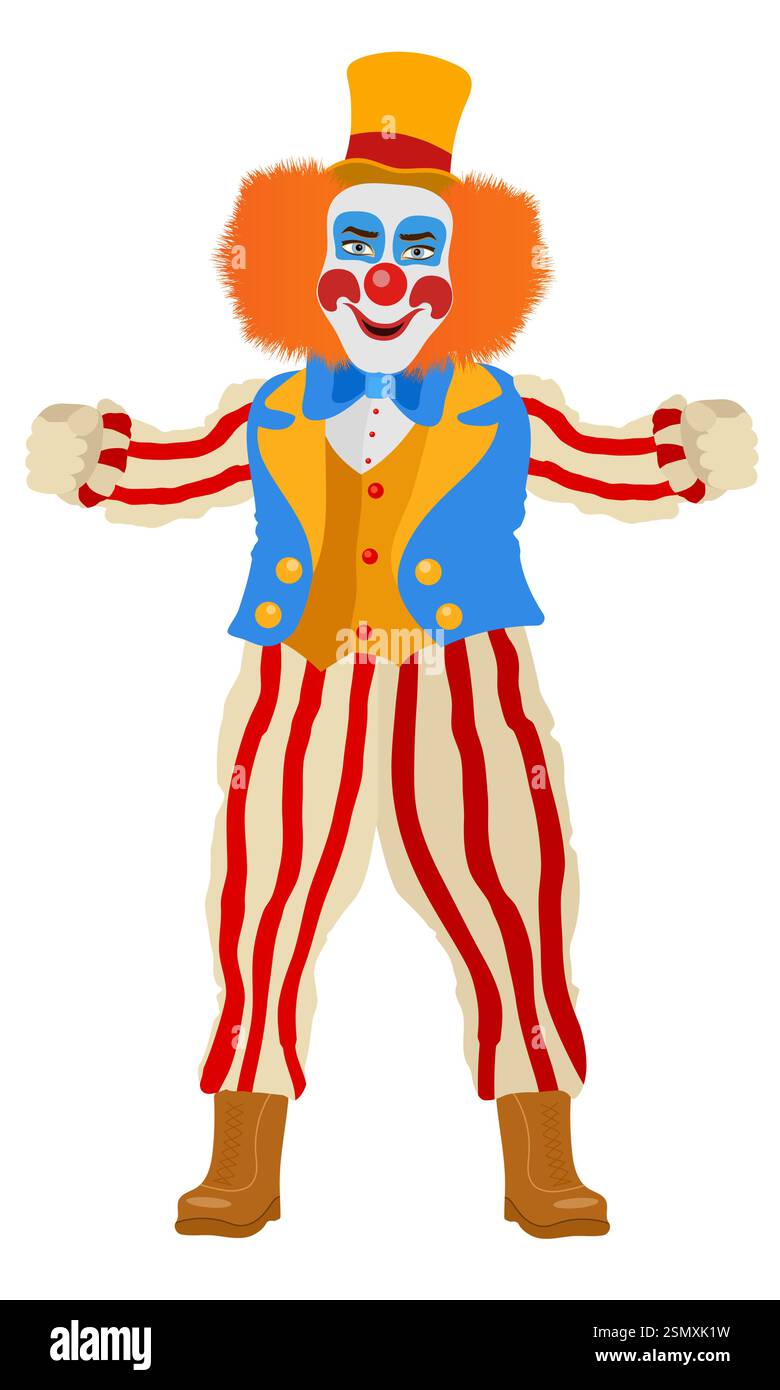 acteur de clown joyeux et personnage de cirque illustration vectorielle de style plat isolé sur fond Illustration de Vecteur