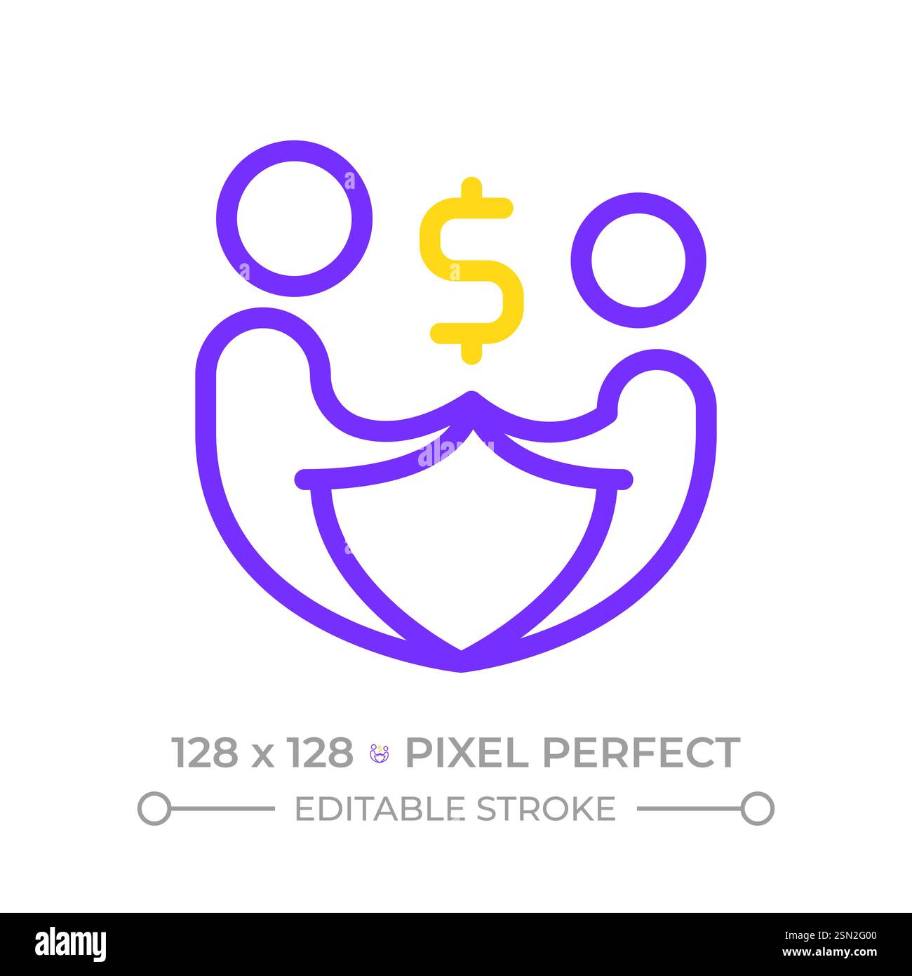 Icône de ligne de deux couleurs de soutien de la famille financière pixel Perfect Illustration de Vecteur