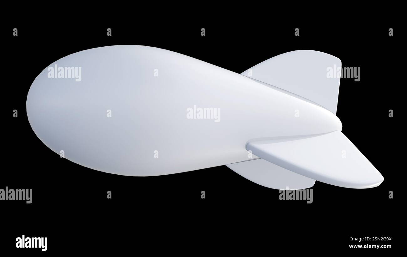 Un rendu 3D d'un modèle d'aérostat isolé le montre flottant avec un gaz plus léger que l'air comme l'hélium. Banque D'Images