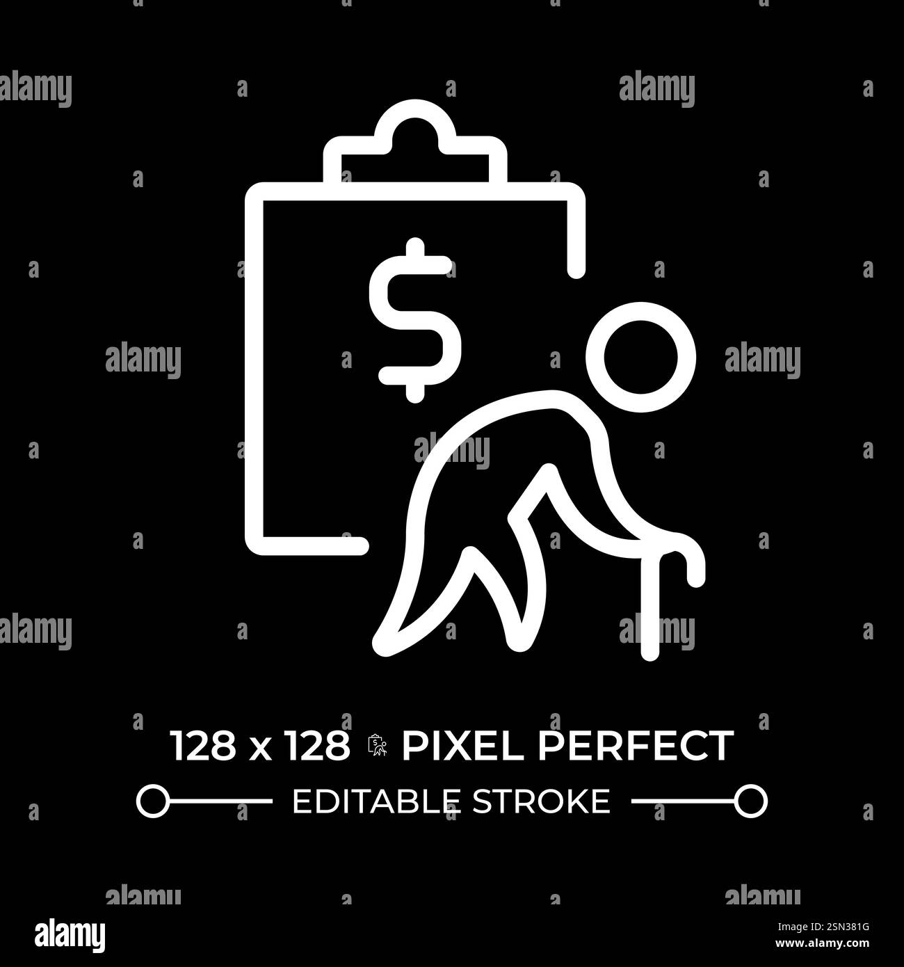 Plan de retraite pixel icône linéaire blanche parfaite pour le thème sombre Illustration de Vecteur