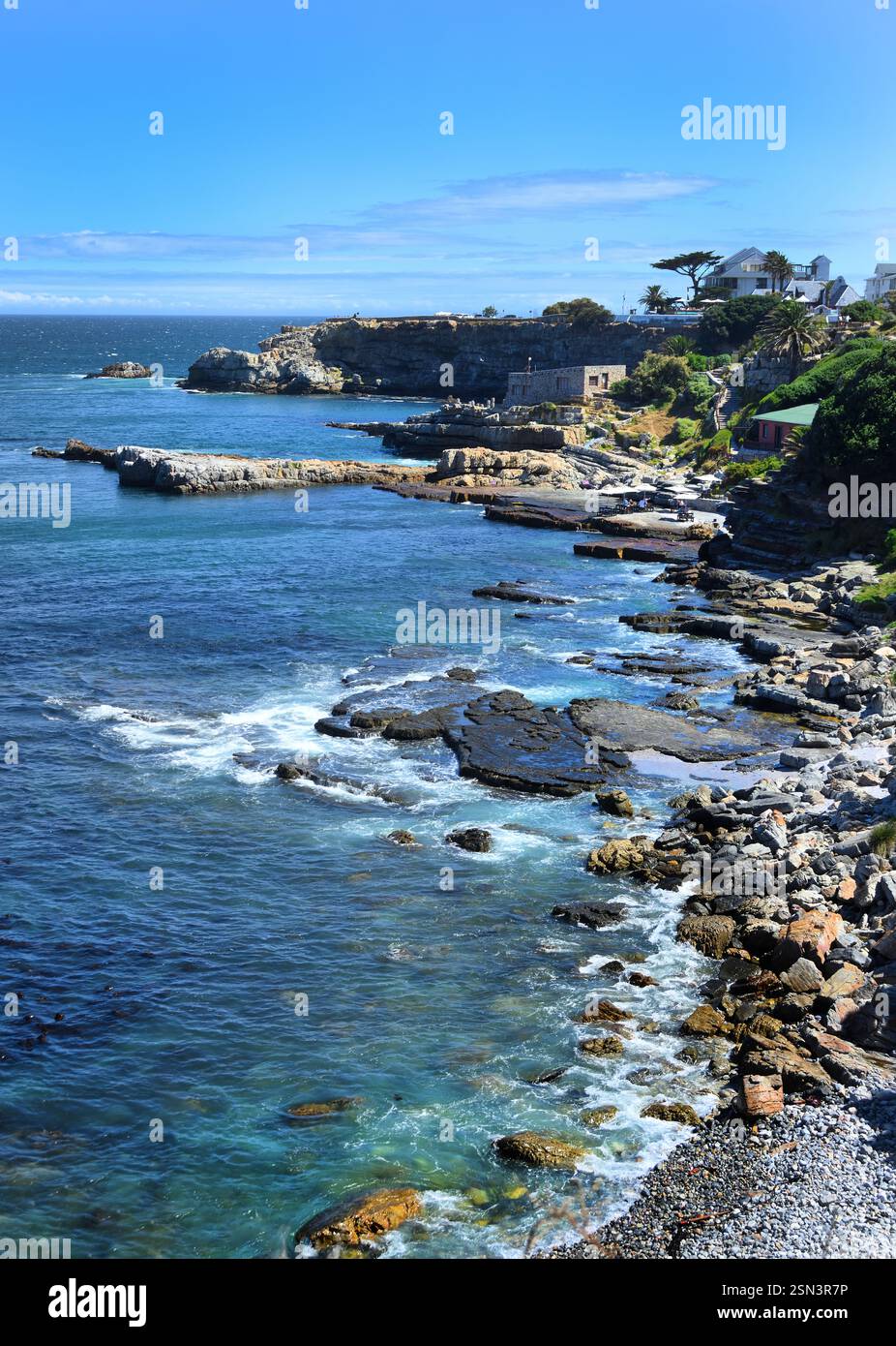 Littoral rocheux pittoresque à Hermanus, Afrique du Sud, RSA, République d'Afrique du Sud, Banque D'Images