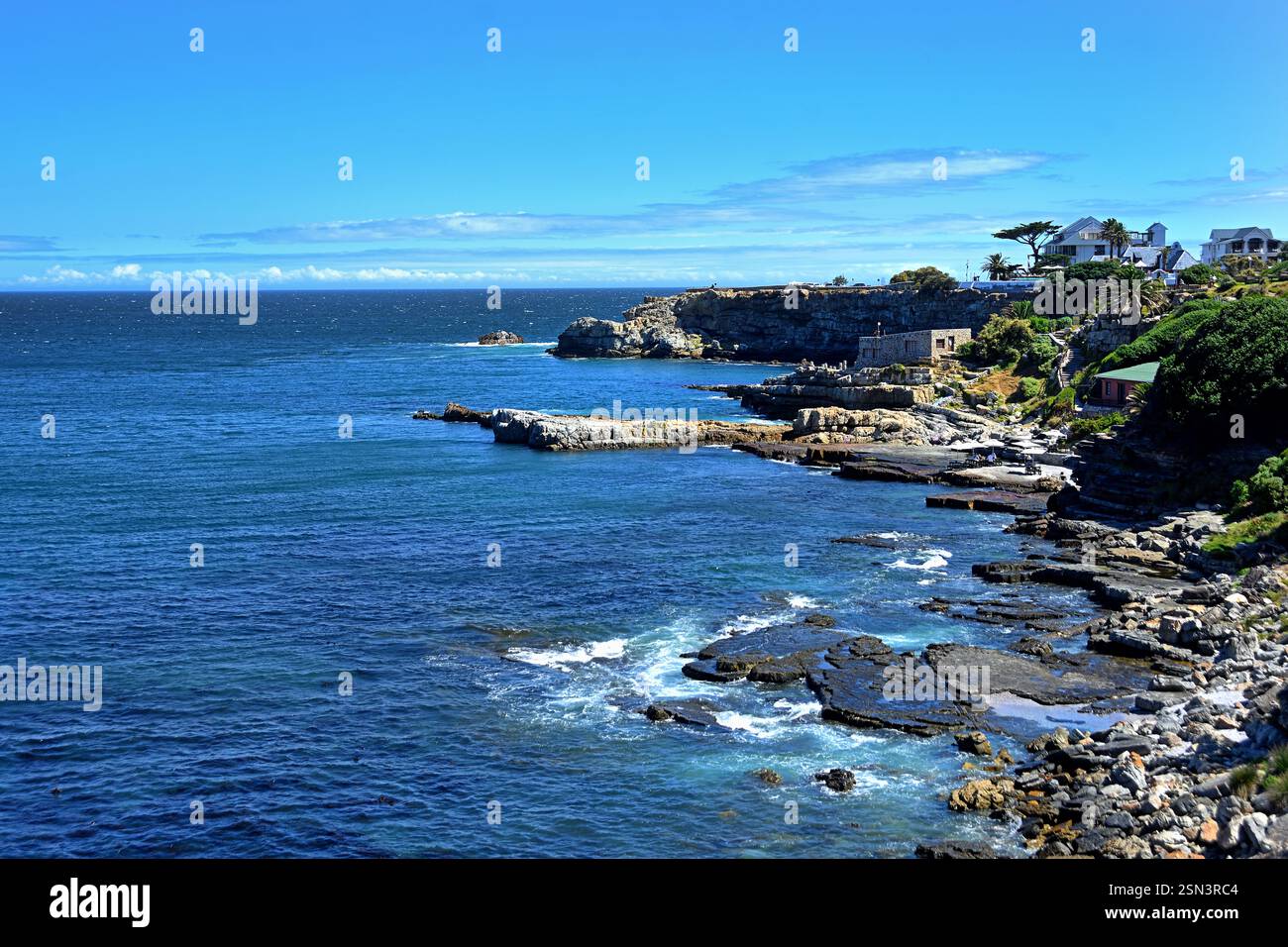 Littoral rocheux pittoresque à Hermanus, Afrique du Sud, RSA, République d'Afrique du Sud, Banque D'Images