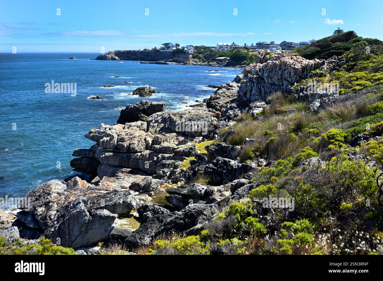 Littoral rocheux pittoresque à Hermanus, Afrique du Sud, RSA, République d'Afrique du Sud, Banque D'Images
