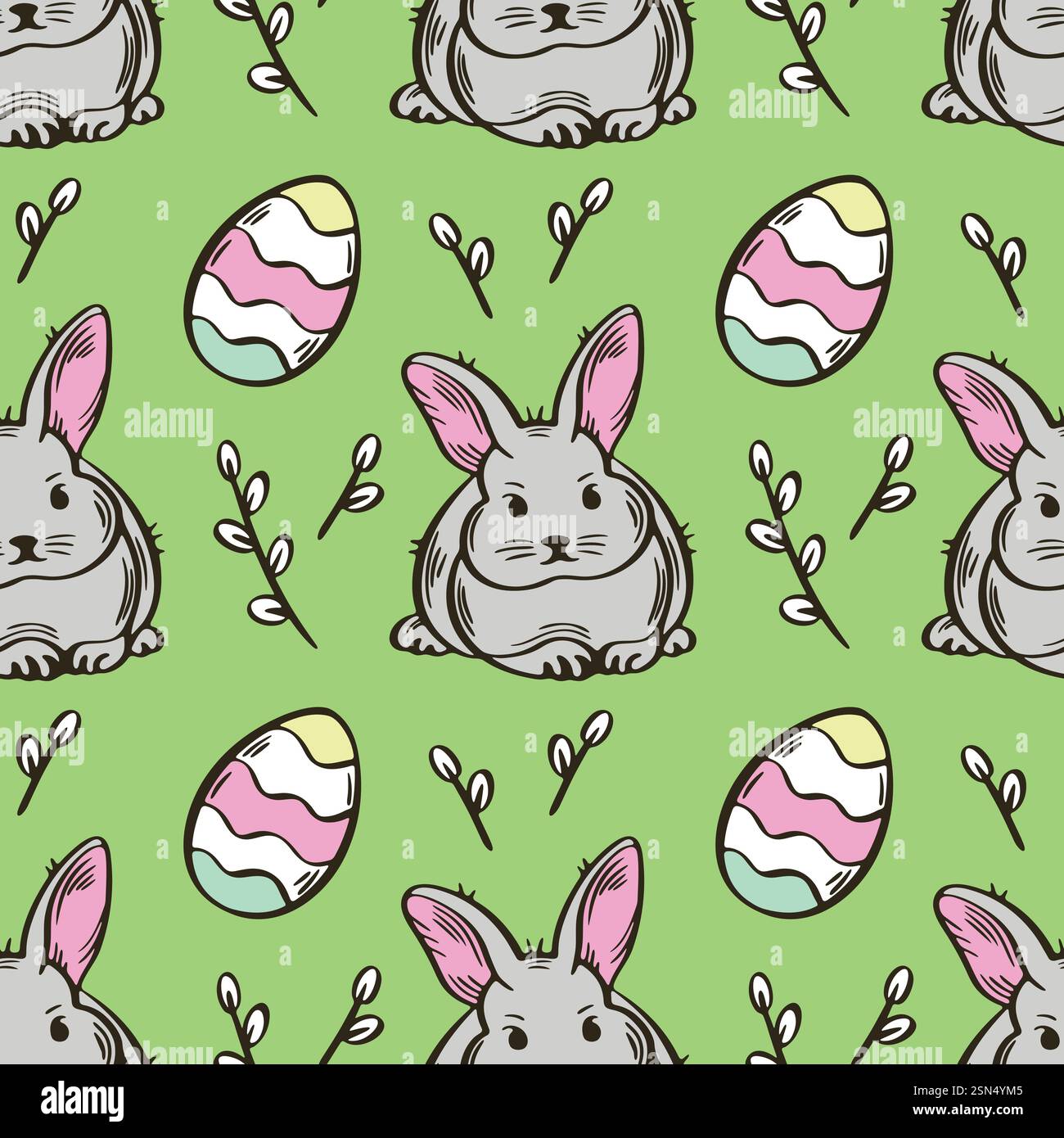 Lapin de Pâques et illustration vectorielle de modèle sans couture d'oeuf. Illustration de Vecteur
