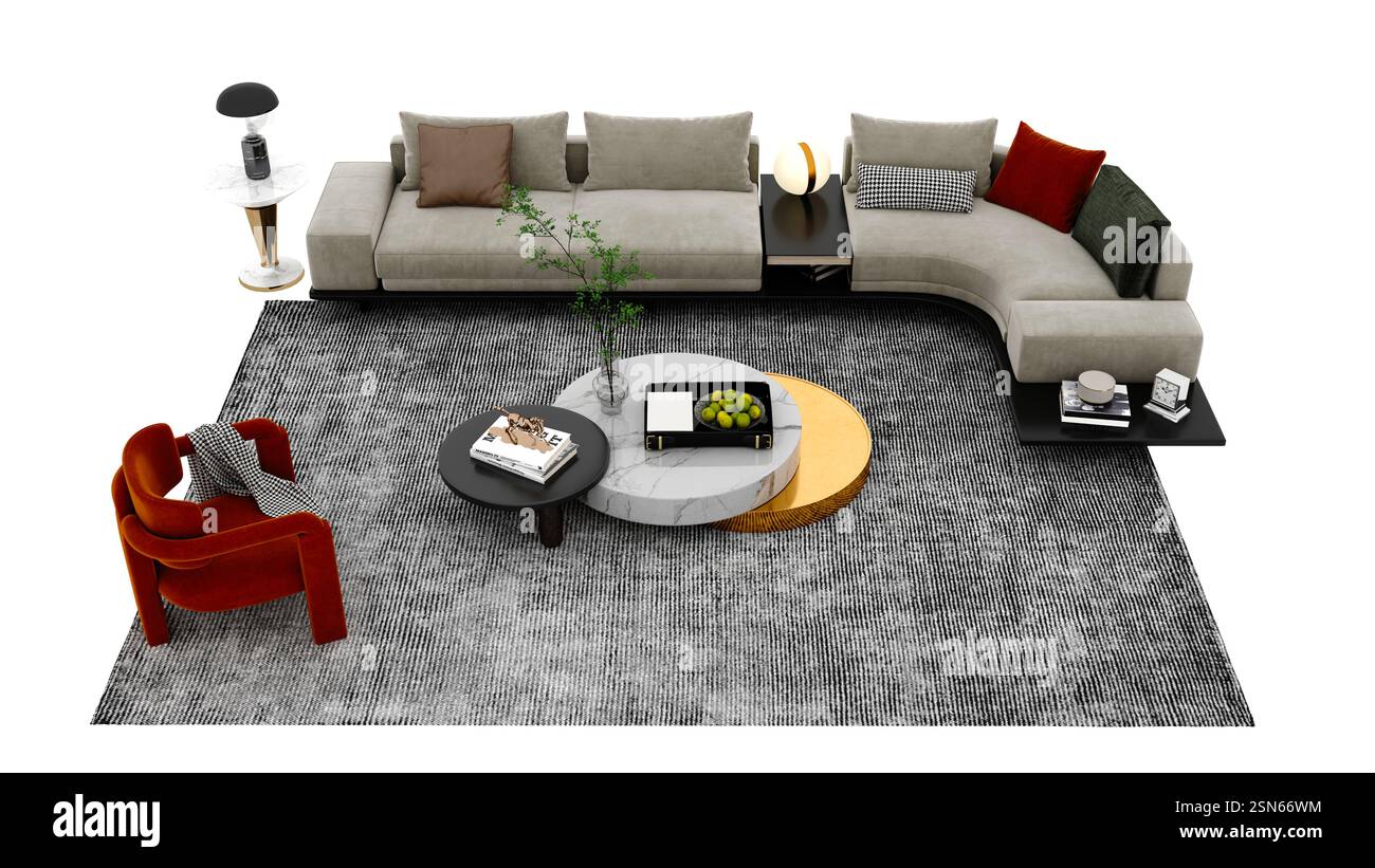 rendu 3d du canapé moderne Banque D'Images