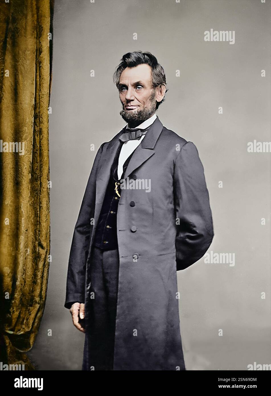 Abraham Lincoln, portrait de trois quarts, debout. Créé par Mathew Brady. 4 janvier 1860. Banque D'Images