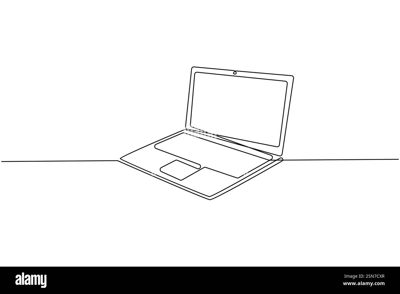 Ordinateur portable dessin continu d'une ligne et style minimaliste isolent l'illustration vectorielle de contour Illustration de Vecteur