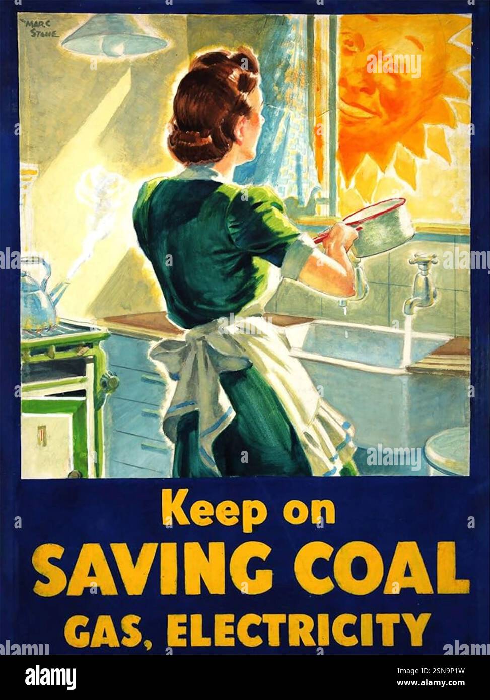 Affiche du gouvernement britannique DE SAUVEGARDE DU CHARBON vers 1937 Banque D'Images