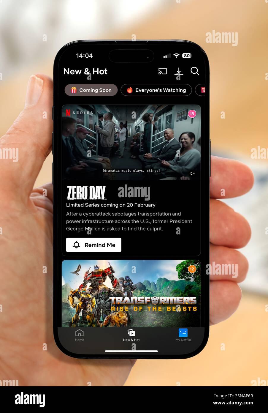 Application Netflix sur un iPhone 16 plus Banque D'Images