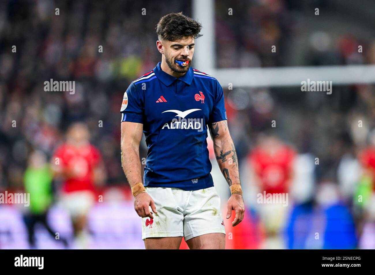 Romain Ntamack lors du 6 ou 6 Nations Championship rugby match France VS Wales au stade de France à Saint Denis près de Paris, le 31 janvier 2025. Crédit : Victor Joly/Alamy Live News Banque D'Images