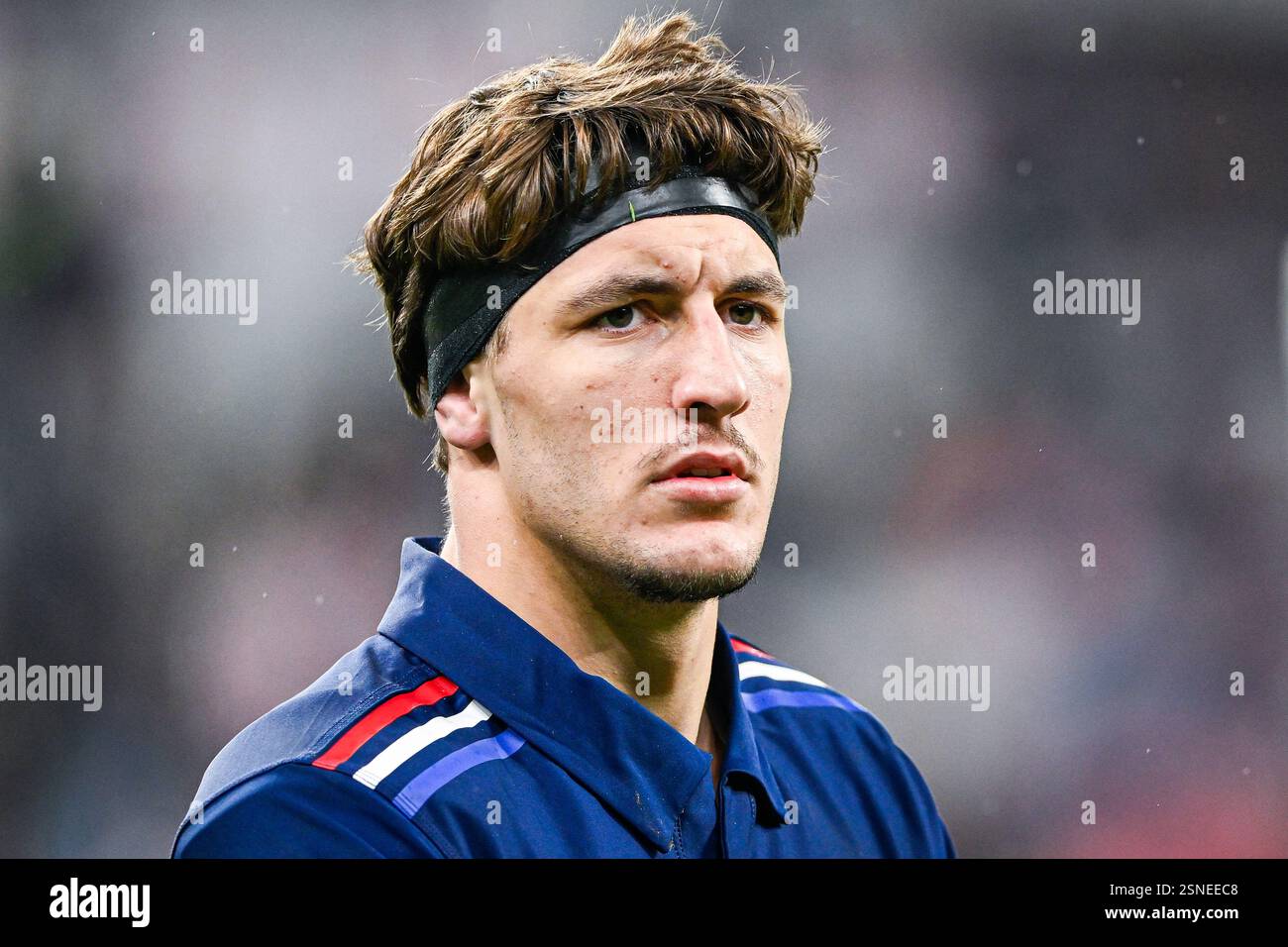 Oscar Jegou lors du championnat des 6 ou 6 Nations de rugby match France VS pays de Galles au stade de France à Saint Denis près de Paris, le 31 janvier 2025. Crédit : Victor Joly/Alamy Live News Banque D'Images