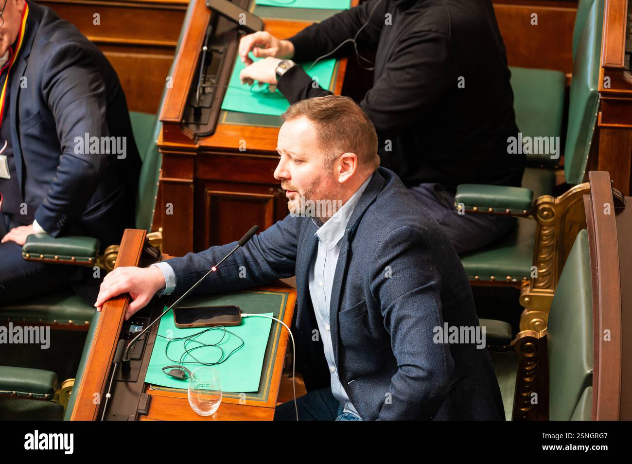 Patrick Prévot (PS) lors de la séance plénière de la Chambre au parlement fédéral, à Bruxelles Belgique, jeudi 13 février 2025 Banque D'Images
