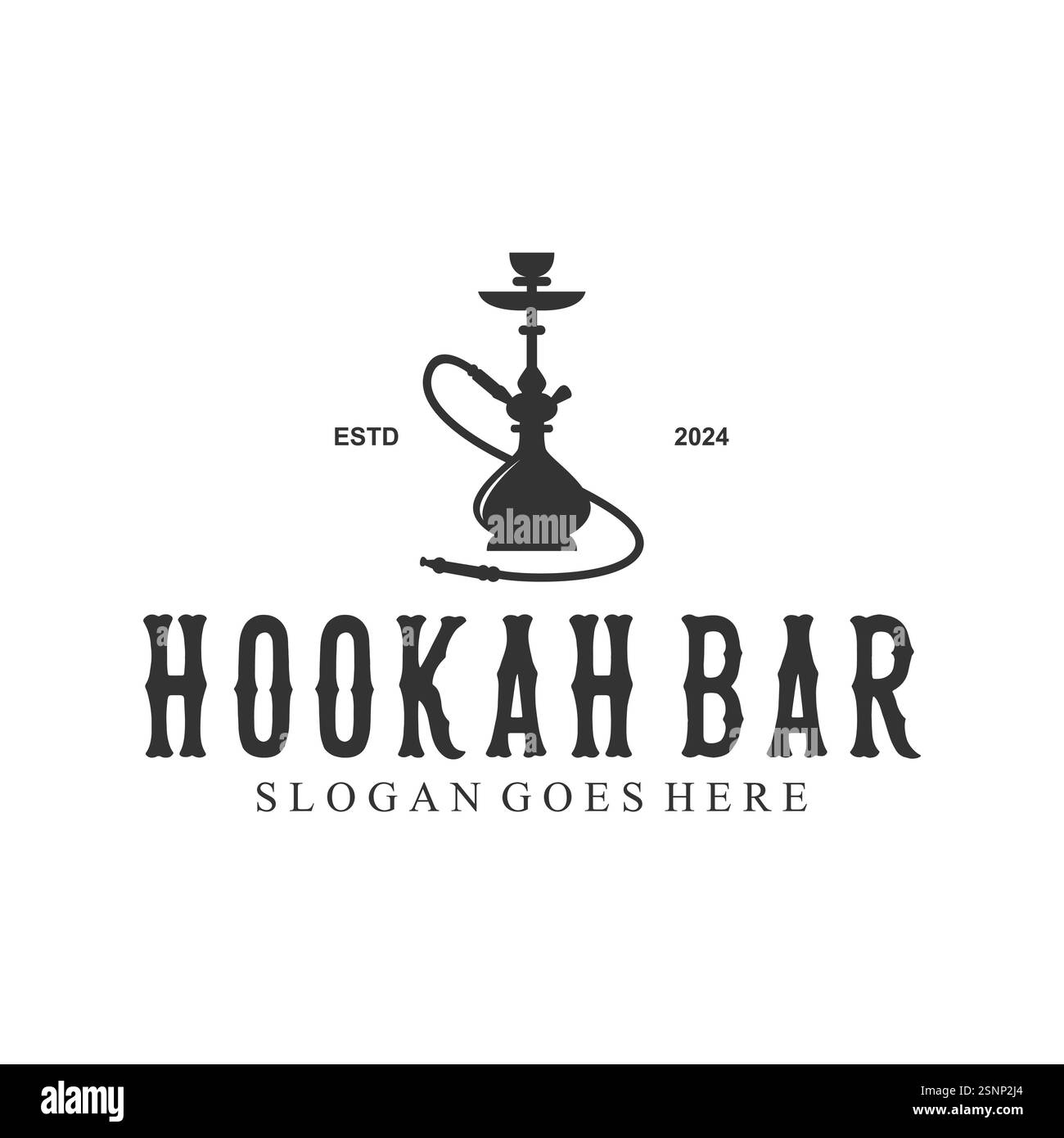 Logo Hookah design, étiquette, badge. Modèle de logo de barre de shisha vintage Illustration de Vecteur