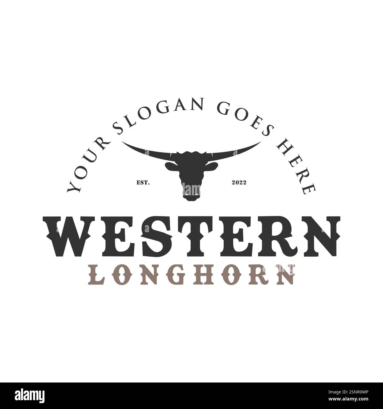 Logo Texas Longhorn, Country Western Bull Cattle Vintage Retro Design Illustration de Vecteur
