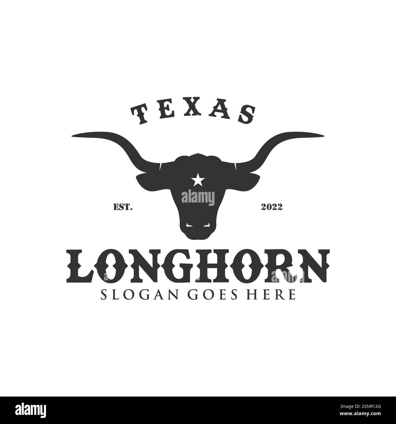 Logo Texas Longhorn, Country Western Bull Cattle Vintage Retro Design Illustration de Vecteur