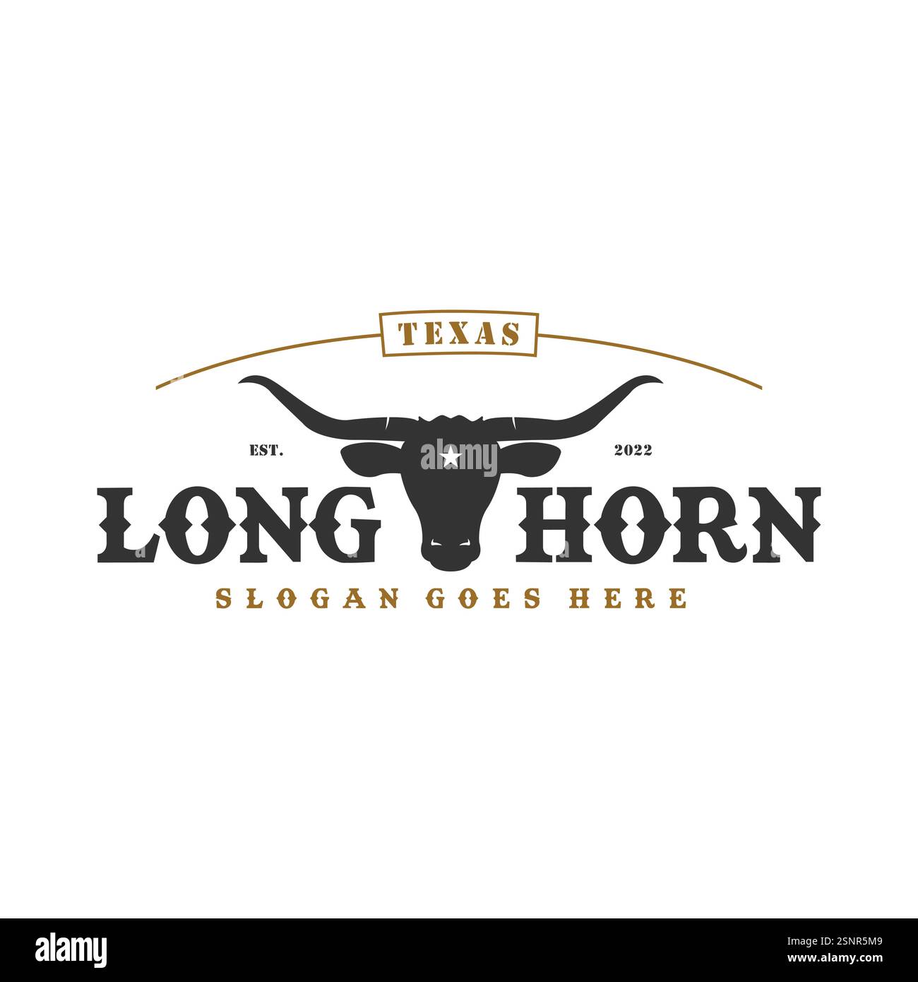 Logo Texas Longhorn, Country Western Bull Cattle Vintage Retro Design Illustration de Vecteur