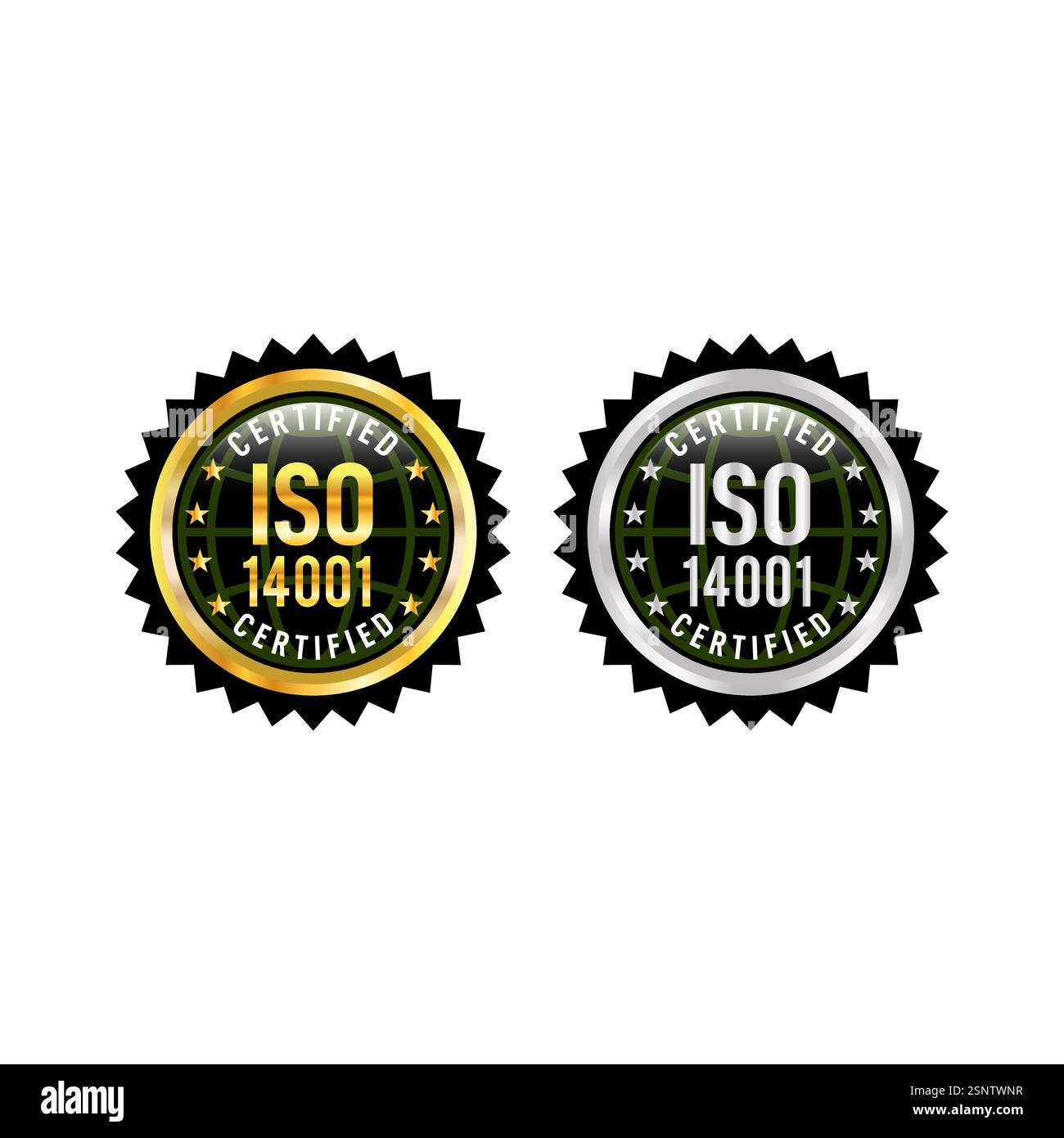 Badge certifié ISO ou système de gestion de la sécurité de l'information Rubber Stamp Glossy et Golden badge. Illustration de Vecteur