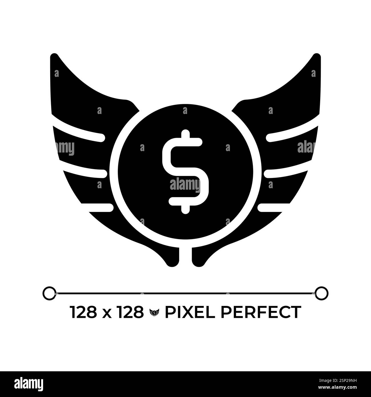 Icône de glyphe noir pixel Perfect de liberté financière Illustration de Vecteur