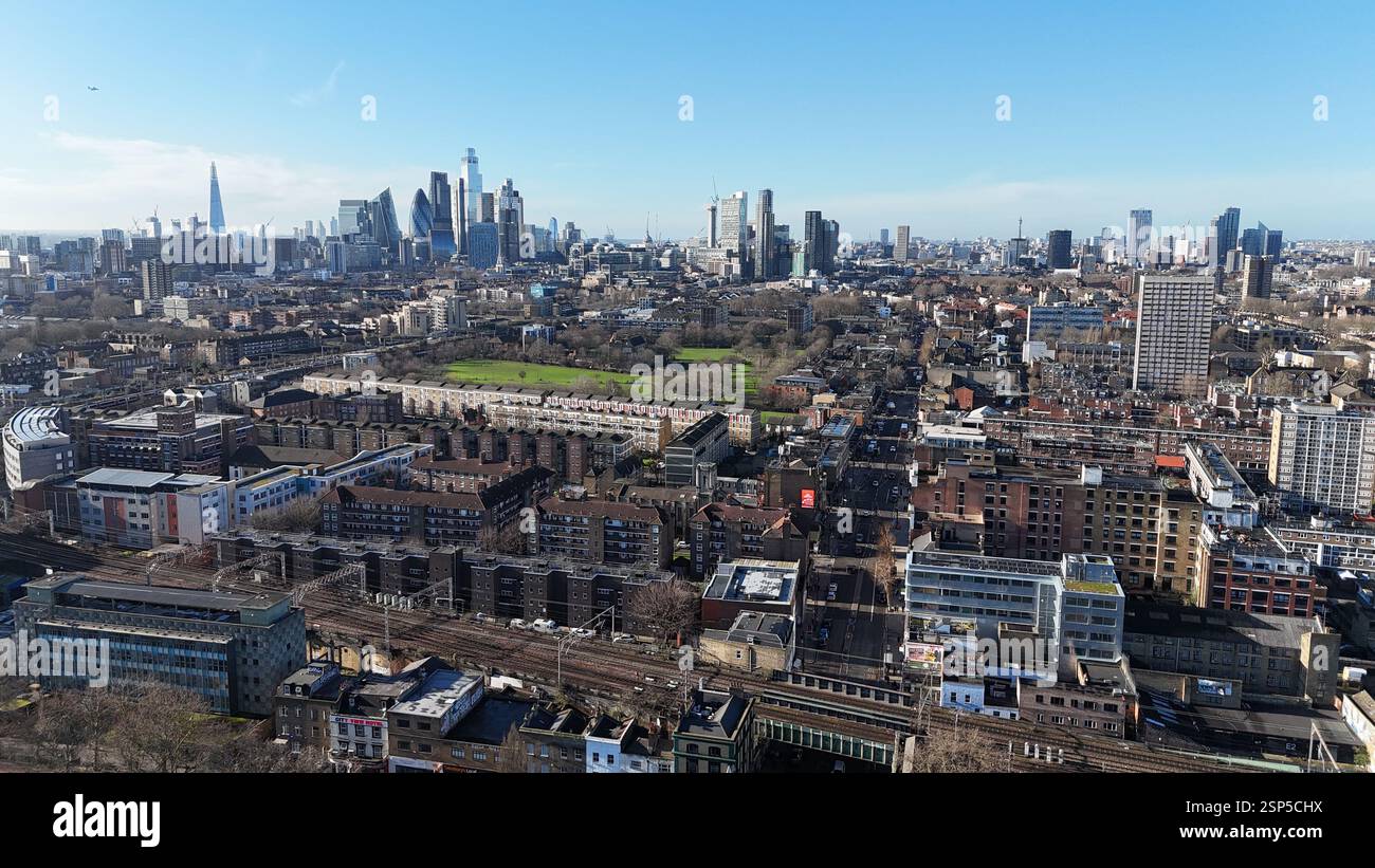 Conseil abritant Bethnal Green East London drone, aérien Banque D'Images