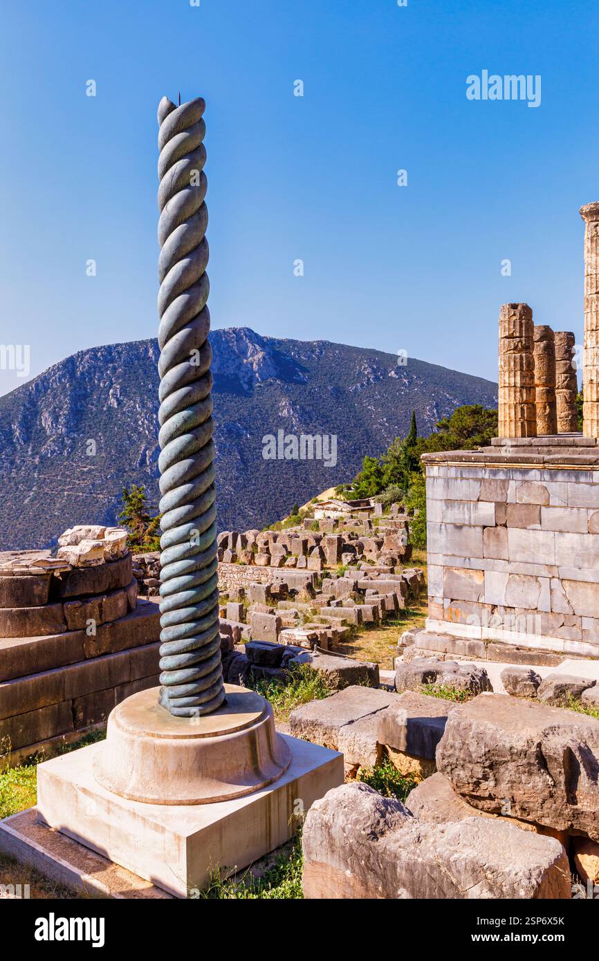 Colonne serpent, Delphes, Grèce Banque D'Images