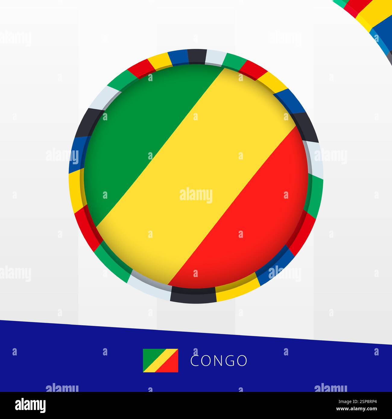 Drapeau du Congo avec bordure de cercle colorée. Icône vectorielle. Illustration de Vecteur Drapeau du Congo avec bordure de cercle colorée. Icône vectorielle. Illustration de Vecteur