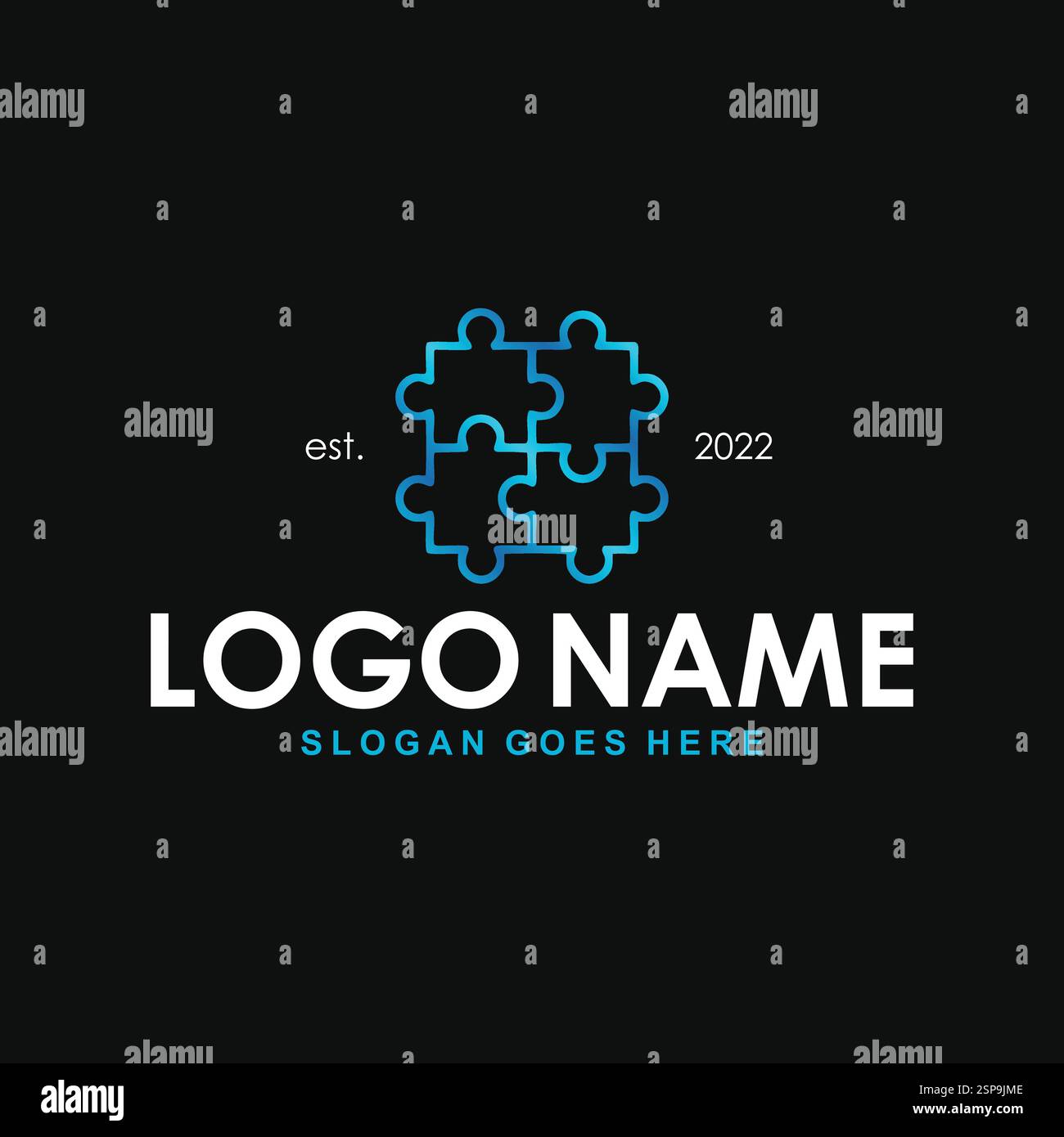 Puzzle Set logo Vector Template Illustration de Vecteur