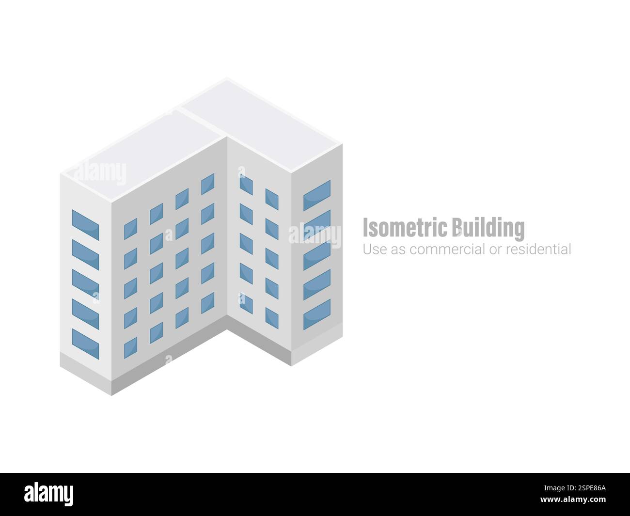 Bâtiment commercial et résidentiel isométrique. Architecture moderne. Actifs de jeu de construction isométriques intelligents. Centre d'affaires bâtiment rendu 3D. Illustration de Vecteur