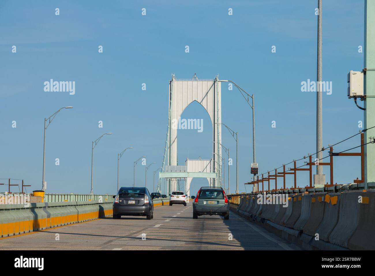 La route Claiborne Pell/Newport Bridgee dans le Rhode Island, États-Unis Banque D'Images