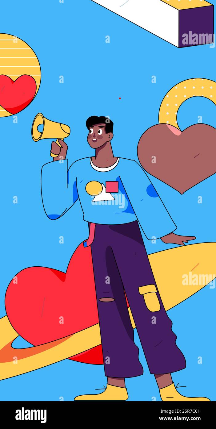 Joyeuse Saint-Valentin concept de vecteur de caractère plat illustration dessinée à la main Illustration de Vecteur